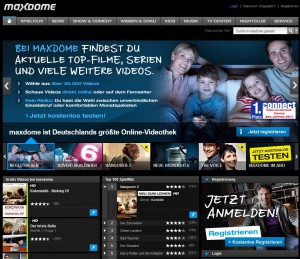 Maxdome - Screenshot der Webseite