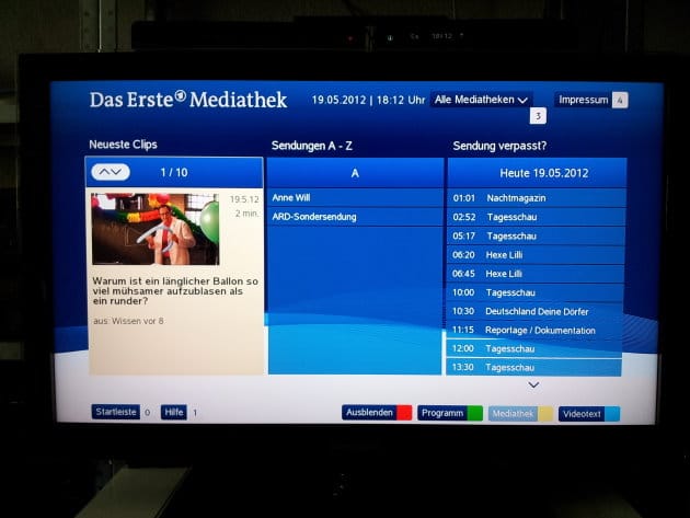 ARD Mediathek bei VideoWeb TV (Screenshot)