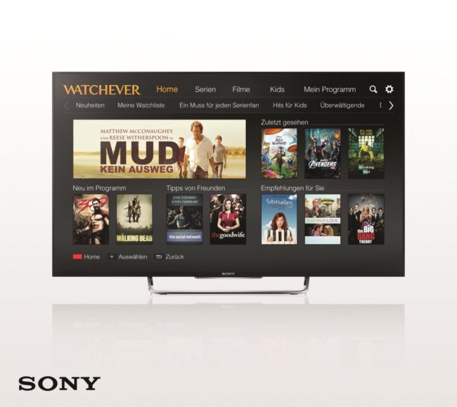 WATCHEVERApp für Sony BRAVIA Smart TVs erhältlich