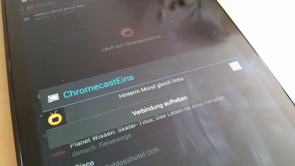 Die Zattoo-App auf dem Nexus 7 Tablet hat Verbindung zum Chromecast-Stick | Foto: Redaktion