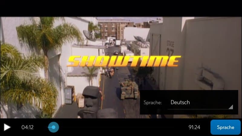 Sprachversion lässt sich im Film umstellen | Screenshot aus Film "Showtime": Redaktion