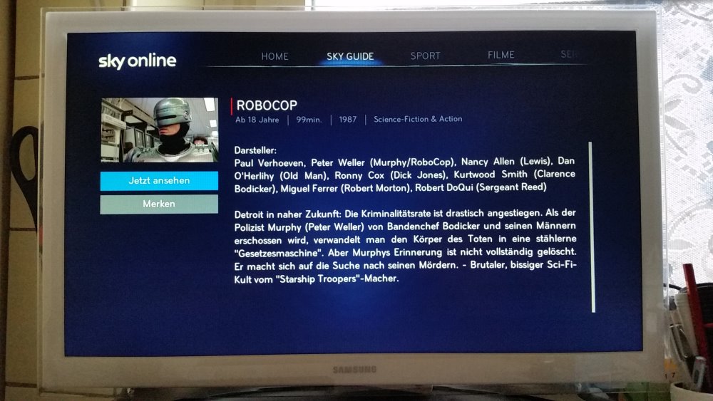 Detailseite zu "RoboCop" bei Sky Online | Foto: Redaktion